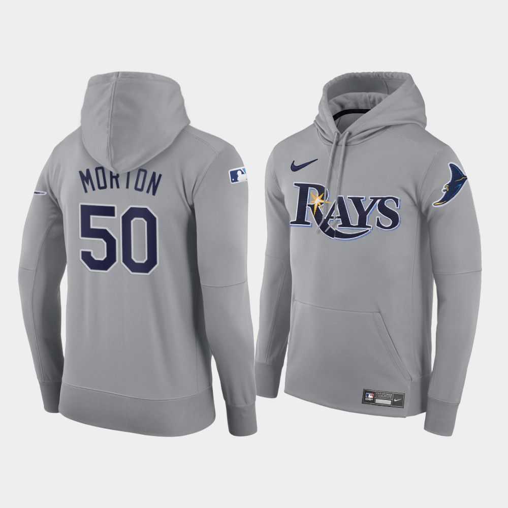 Men Tampa Bay Rays 50 Morton gray road hoodie 2021 MLB Nike Jerseys